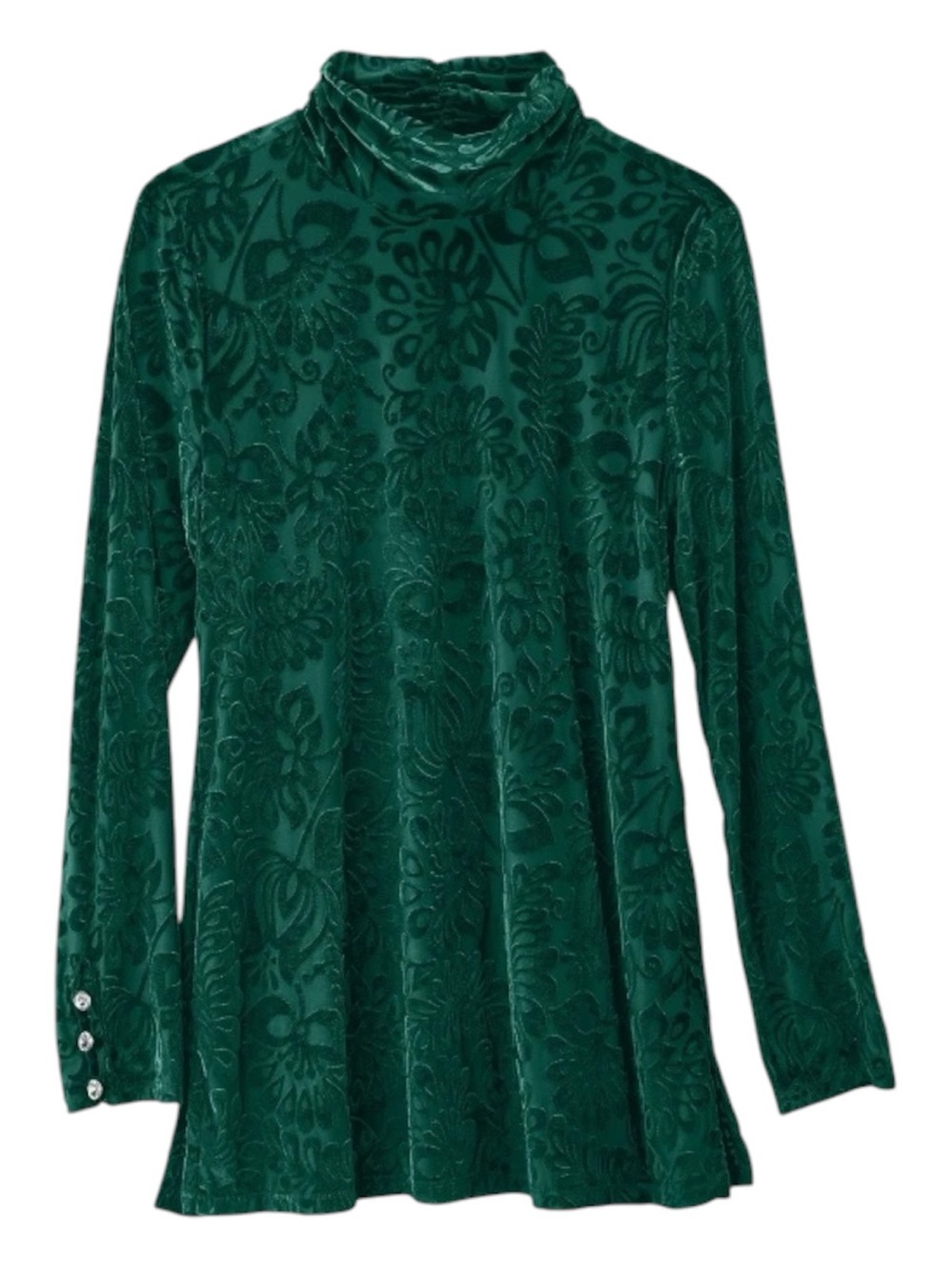 Soft Surroundings Women’s Walden Velvet Turtleneck Burnout Holiday Blouse sz L